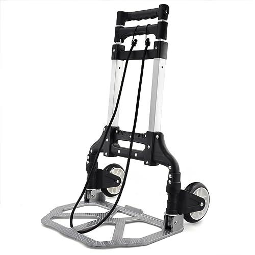 Yaheetech Carrello Portapacchi Pieghevole Carrellino Salvaspazio con Ruote in Lega di Alluminio Asta Telescopica Portata 75 kg