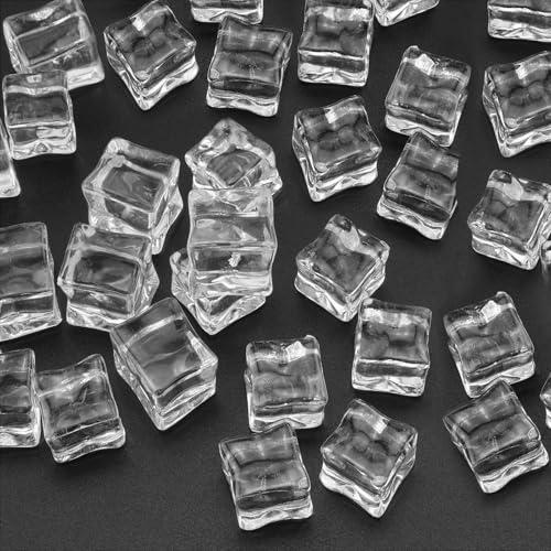 Decorativo Cubetti di Ghiaccio Acrilico, 100 Pezzi Riutilizzabili Trasparente Ghiaccio Finto Cubetti per Decorazione di Nozze Fotografia Puntelli Vaso Riempitiv 1,7x1,7 cm
