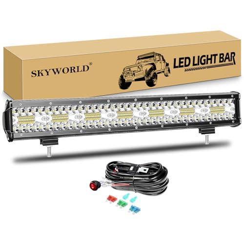 SKYWORLD 8D Barra Led Fuoristrada, 20 pollici 50 cm 420W Barra Luce a Led con 12v cablaggio kit, Off road light bar per 4x4 Auto Veicoli Trattore Camion ATV Barca lampada, Impermeabile 6000K Bianca