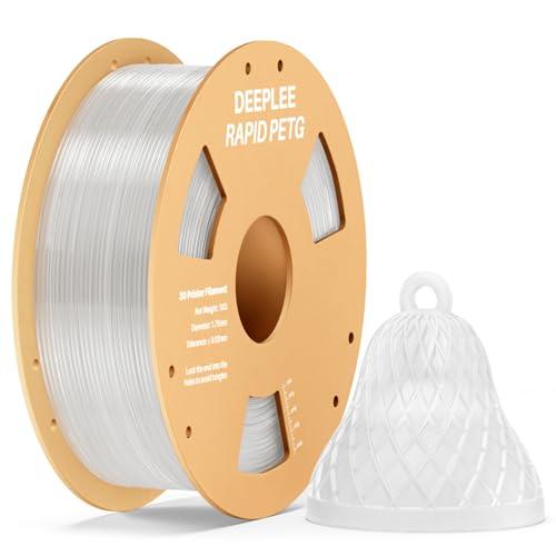 Filamento PETG Rapido DEEPLEE 1.75mm Trasparente 1KG, Alta Resistenza agli Urti, Stampa Fino a 610 mm/s, Compatibile con la Maggior parte delle Stampanti FDM