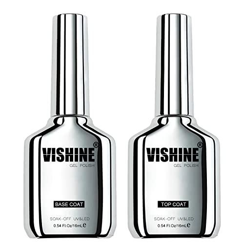 Vishine 16 ml Duo-Gel Base Coat e Top Coat, senza bisogno di rimozione, protettivo, ultra brillante, gel Soak-Off UV/LED a lunga durata per uso domestico e professionale