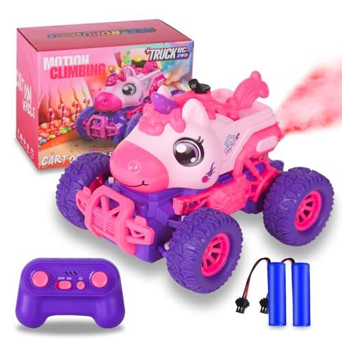 iBlivers Unicorno Macchina Telecomandato per Bambini, Monster Truck Telecomandata Giocattolo con Unicorno, RC Monstertruck Unicorn Car con luce LED Spray, Regalo per Ragazze e Ragazzi 4-7 8-12 Bambini
