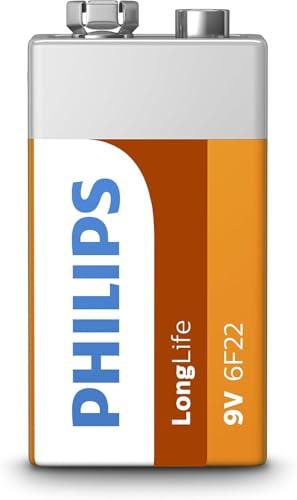 Philips 6F22L1B/10 LongLife Batteria, 9 V, 38.5 g, Arancione