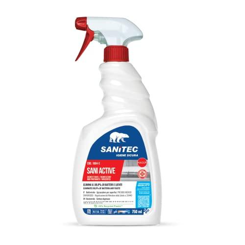 Sanitec, Sani Active, Spray Disinfettante Sgrassante Universale, Ideale per la Disinfezione di Tutte le Superfici in Cucina, Bagno, Uffici, Ambienti Pubblici e Auto, Made in Italy, Flacone 750 ml