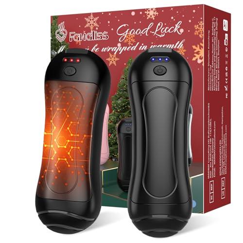 Scaldamani Elettrico Riutilizzabile 2-Pack, FANDLISS 6000 mAh Grande Batteria USB Ricaricabile Design Magnetico Scaldamani Portatile per Sport All'aperto Campeggio Escursionismo,Nero