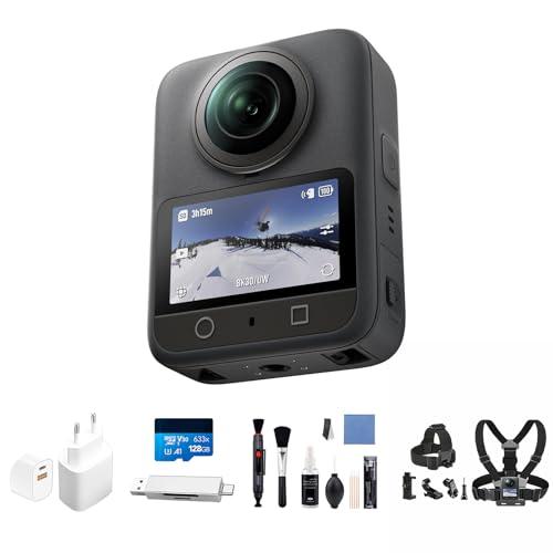 DJI Osmo 360 con accessori, fotocamera con immagini da 1 pollice, video nativi in 8K, foto da 120 MP, impermeabile, action cam per sport, vlog (Spina + Set di pulizia + Cycling set +SD Card)