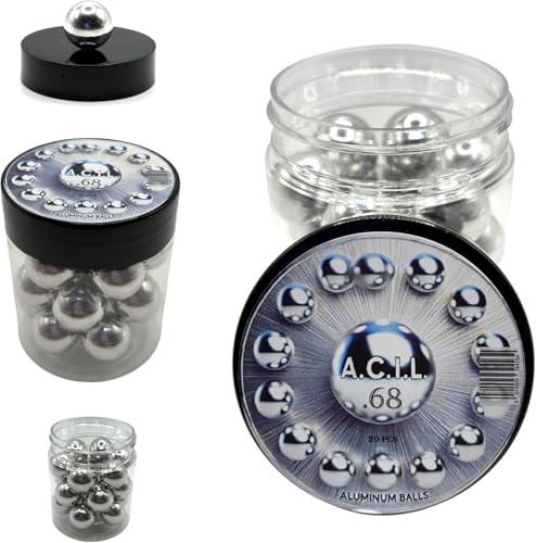 Palline in alluminio .68 cal. Solid Resuable Paintballs Powerball for Target Practice, Training and Defense Pistols in 68 Caliber (20 pezzi)