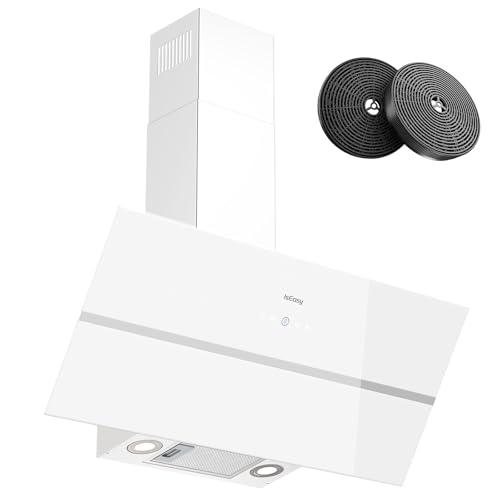 IsEasy Cappa Aspirante 90 cm, Cappa Cucina con 571 m³/h Forte Potenza di Aspirazione, 4 Livelli di Regolazione, Modalità di Scarico, 1-9 Minuti di Ritardo di Arresto, 61 dB, Bianco, Efficienza A++