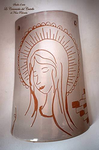Tegola decorativa Madonna Realizzata e Dipinta a Mano Le Ceramiche del Castello Nina Palomba Made in Italy Dimensioni 20 x 12 centimetri