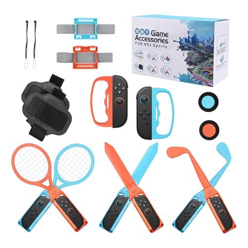 Kit Accessori Sportivi 18 in 1 per Nintendo Switch 2 di MMOBIEL – Set Famiglia Completo per Giochi Sportivi con Racchette Tennis, Mazze Golf, Spade, Fasce per Gambe/Polsi, Copri Dita, Laccetti e Altro