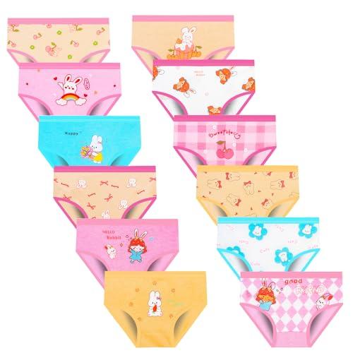 JackLoveBriefs 12 Slip in Cotone per Ragazze Intimo con Vari Motivi 3-5 Anni,Multicolore，Dimensione:M