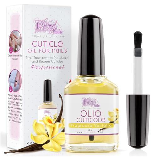 Olio Cuticole Unghie di mani e piedi Professionale 12ml - Fragranza Vaniglia - Idratante e Rigenerante, Dona Sollievo e Freschezza alla pelle secca e Irritate