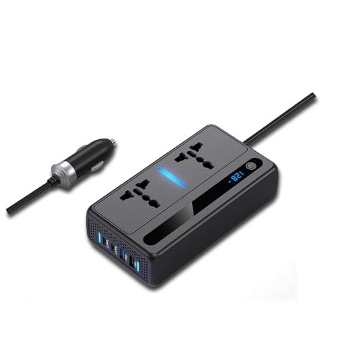 LEVADA PLUS Inverter di Potenza per Auto 200W – Convertitore da 12V DC a 220V AC con 2 Porte USB e 2 USB Type-C (QC3.0 36W, 30W) – Ideale per Auto e SUV