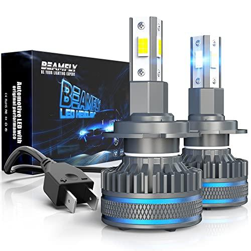 Lampadine LED H7 18000LM per Fari Lenticolari, BEAMFLY Kit di Conversione Alogeno/Xeno per Faro Lenticolare Auto, VLED Proiettore Lampadina 100W Alta Potenza, 6000K Luce Bianca Forte Fredda