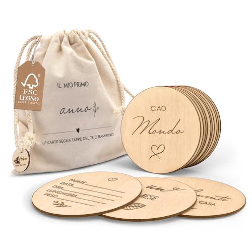 Mikito Milestone baby cards neonato in ITALIANO 30 Momenti Speciali del primo anno (primo dentino, prime parole) Cartoline traguardo bambino, idee regalo baby shower, Regalo nascita e battesimo