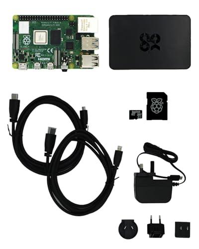 atxx Raspberry Pi 4 4GB Base Kit – Set Computer Single Board con Pi 4 (4GB), Case, Alimentatore, 2x Cavi Micro-HDMI (2m), OS Bookworm Preinstallato – Per Principianti e Maker