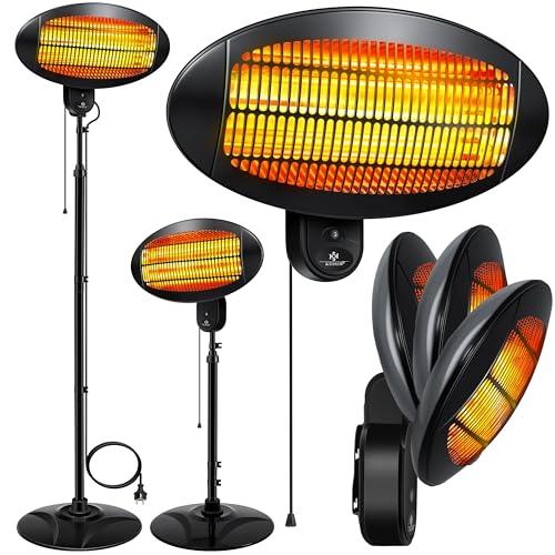KESSER® Riscaldamento radiante 2000 Watt, infrarossi, da terra, terrazza, radiante, regolabile in altezza,