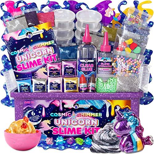 Original Stationery Kit Slime Cosmic Shimmer Unicorno per Bambini con Ingredienti, Si Illumina al Buio e Tanto Altro, Regalo Compleanno