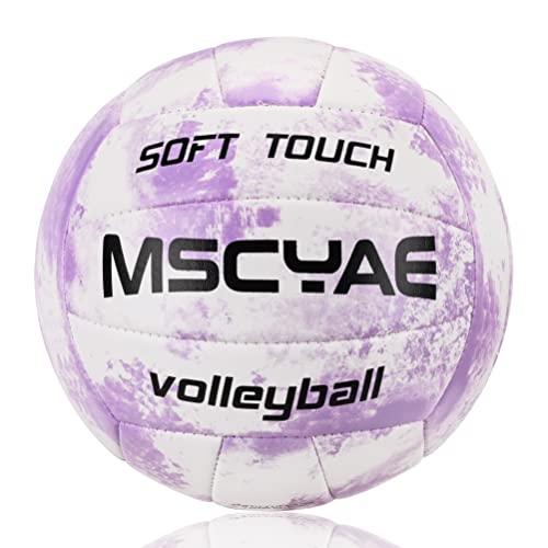 MSCYAE Pallone da pallavolo ufficiale 5, Pallone Beach Volley Soft Touch Volleyball per Bambini Adulti Viola Bianco