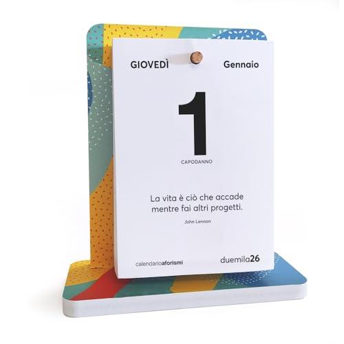 Calendario da Scrivania 2026 Aforismi Motivazionali | Fogli a Strappo con Citazioni Filosofiche | Base Forex Montata | Idea Regalo | Q&B Grafiche® (2026, COLOR - 1 Pezzo)