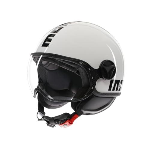 MOMODESIGN - FGTR CLASSIC E2206, Casco Jet, Casco Aperto per Moto e Scooter, per Uomo e Donna, Bianco/Nero, S