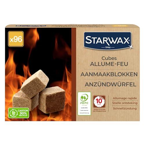 STARWAX - Cubi accendifuoco - Fino a 10 min. di combustione - Accensione rapida - Non altera il sapore degli alimenti - PEFC - x96 cubi