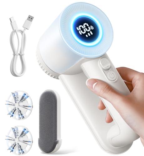 Levapelucchi Elettrico, 2 in 1 Togli Pelucchi Elettrico con Spazzola Anti Pelucchi, 2000 mAh Batteria Ricaricabile Integrata, 2 Lame Sostituibili, 3 Velocità Regolabili, Display LED, Cavo USB-C