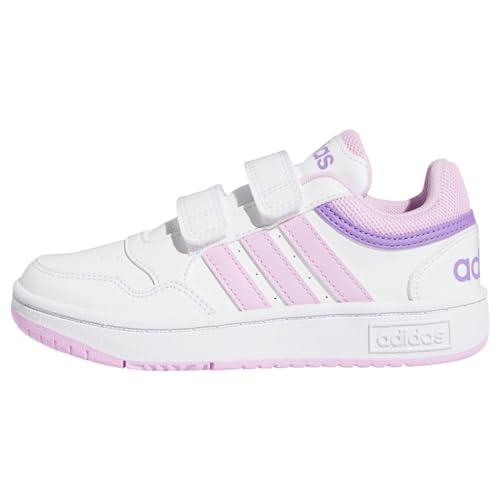 adidas Unisex - Bambini Hoops Lifestyle Basketball Hook-and-Loop Shoes, Cloud White / Lilac / Violet Fusion, 33 EU