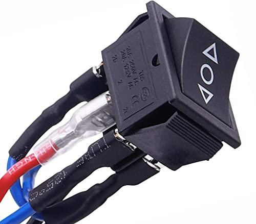 Taiss/Interruttore di inversione di polarità 12V DC Motore 6 pin 3 Posizioni 10A ON-OFF-ON Interruttore Automatico a Levetta per Barca con Inversione di Polarità Nero con Filo KCD2-203-L-JT