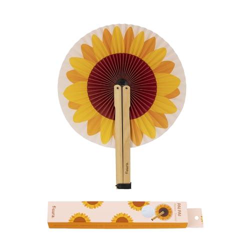 Fisura – Ventaglio rotondo pieghevole. Ventilatore portatile pieghevole originale. Frisbee pieghevole. Ventaglio portatile per feste. 20 cm (Girasole)