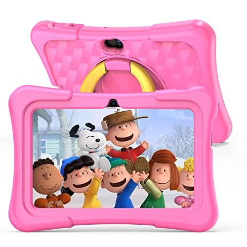 PRITOM Kids Tablet 7 pollici Android 11, 2 GB RAM 32 GB ROM BT WiFi Doppia fotocamera Giochi educativi Parental Control, Software per bambini con tipo C