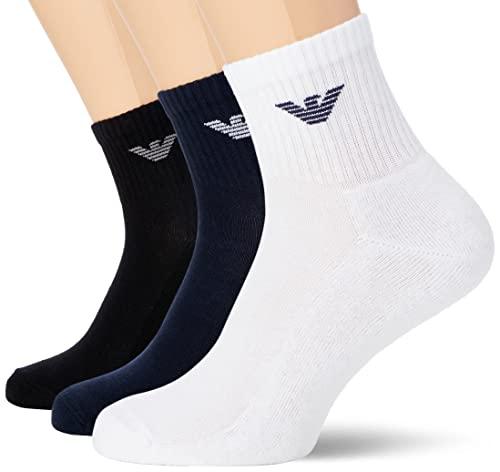 Emporio Armani 3-pack Short Socks Sporty Terrycloth, Confezione Da Calzini Corti Uomo, Multicolor, Taglia unica
