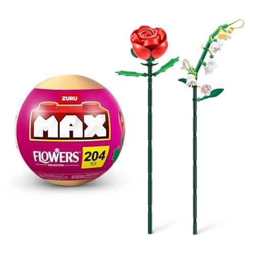 MAX Collezione di mattoncini Premium Flowers di ZURU(fino a 243 pezzi, 2 fiori per capsula, 10 da collezionare)(Mughetto e Rosa, 1 capsula).