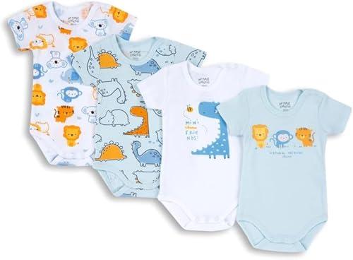 Chicco Set Body Con Maniche Corte in cotone , Body Unisex 0-24, Azzurro, 12 mesi (pacco da 4)