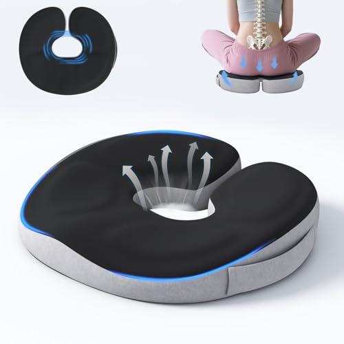 Auoketuo Cuscino ortopedico a ciambella in memory foam – Sollievo per coccige, emorroidi, sciatica, gravidanza, post-partum & recupero post-operatorio (nero)