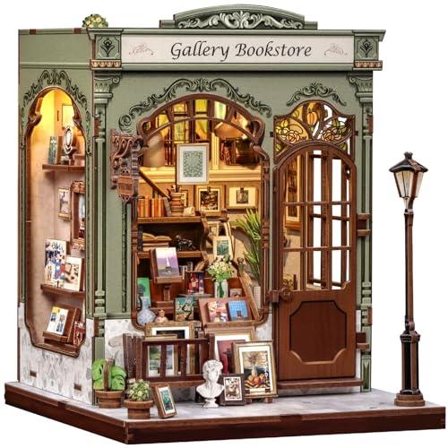 CUTEBEE Book Nook Kit - Casa delle Bambole Fai da Te da Costruire, Una Casa in Miniatura Retro e Artistica, Sottolibri in Legno 3D, Decorazione per Libreria, Regali (Gellery Bookstore)