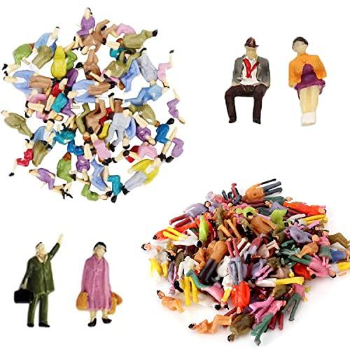 VICDUEKG 60 pezzi Mini modellino ferroviario figure dipinte sedute e in piedi diverse pose in miniatura H0 figure 1:87