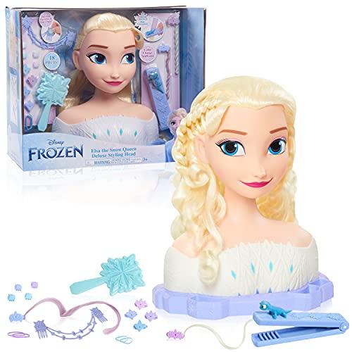 Testa di Deluxe Elsa The Snow Queen da pettinare Frozen 2 Disney, 18 Pezzi Inclusi Accessori da Indossare e Condividere, Giocattoli per Bambini dai 3 Anni in su di Just Play