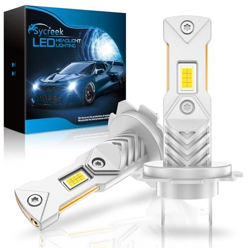 Sycreek Lampadine H7 LED,22000LM 6500K Bianco Freddo 12V Led H7 Lampade Faro per Auto e Moto 600% Luminosità 1:1 Mini Plug-n-Play