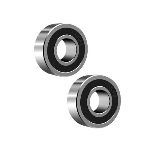 ANGEEK 2 pezzi 6200-2RS Cuscinetti a sfera 10 mm x 30 mm x 9 mm, Prelubrificati, Doppia tenuta, 6200RS Cuscinetti a sfera a gola profonda