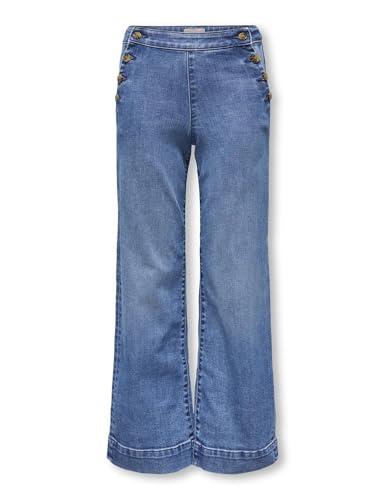Only Girl mit Weitem Bein Kogmadison Hohe Taille Weiter Beinschnitt Jeans Ragazza Larga Vita Alta Taglio Gamba Ampia, Media Blu Denim, 12 Anni Donna