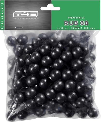 T4E - Palline da paintball RUB 68, calibro munizioni, 2,98 g, 100 pezzi, colore: Nero
