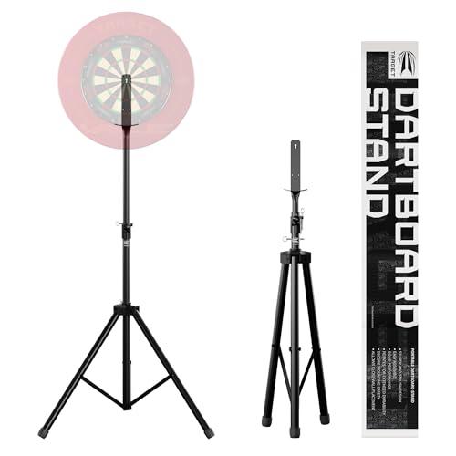 TARGET Darts Supporto portatile per bersagli da freccette | Supporto mobile per bersagli da freccette a treppiede, sistema a libero posizionamento con supporto per bersagli, per interni ed esterni