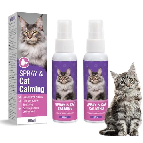 Piuess Feromoni Gatto Spray 2 Pezzi Tranquillante per Gatti Calmante Agitati Viaggio Antistress Kit Rilassante Repellente Irrequieti Felini Rilassanti E Tranquillanti Spray Calmante per Gatti M