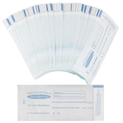 OHREN 50 Pezzi Sacchetti di Sterilizzazione Autoadesivi per Strumenti di Manicure e Cosmetica (90 x 165 mm)
