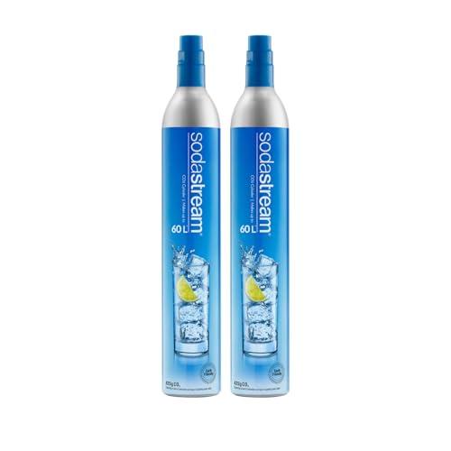 Sodastream - 2 bombole di CO2 per acqua frizzante, sistema a gas avvitabile blu, per bevande gassate da 60 litri, compatibile con Spirit, Crystal e Genesis, ridurre i rifiuti di plastica, compatibile