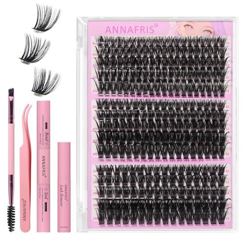 ANNAFRIS Ciglia Finte Ciuffetti Kit 60D+80D+100D Ciglia Finte Naturali D Curl 10-18mm DIY Extension Ciglia Fai da te Cluster Lashes(60D+80D+100D)