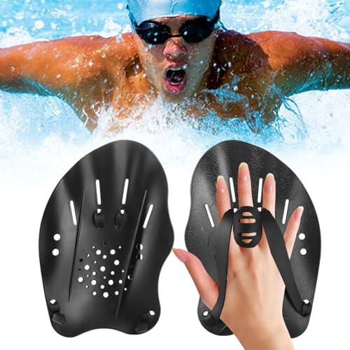 1 coppia di mano Paddles nuoto, Swimmpaddel adulti, Flossen adulti, Swimmhilfe con cinghie regolabili, Flossen für Swimmer