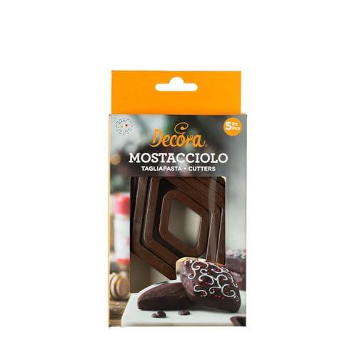Decora 0255085 Set 5 Tagliapasta Mostacciolo In Plastica, Il Kit Ideale per Creare Decorazioni in Pasta di Zucchero o di Gomma, Made in Italy, Design originale. Confezione da 5 pezzi.