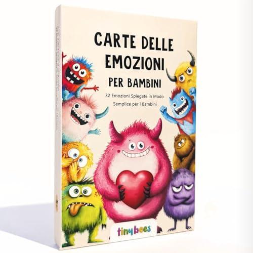 Carte delle Emozioni per Bambini (32 Carte + Testi Esplicativi) - Mostriciattoli delle Emozioni - Gioco Educativo per Riconoscere e Associare Emozioni - Lingua Italiana - Intelligenza Emotiva